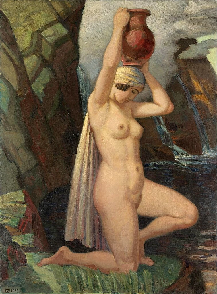 In ginocchio con brocca 1928